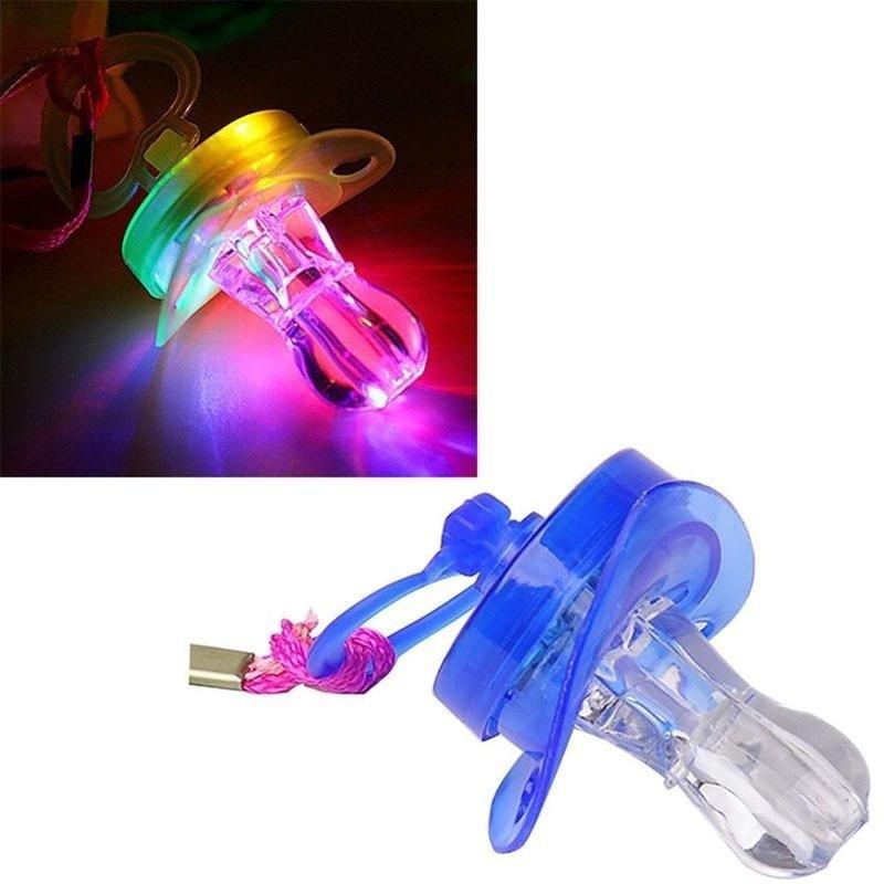 Light Up Pacifier LED Rave Party Glow Glowing Whistle Flashing Lanyard Blinking