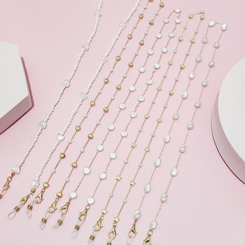 Simple Pearl Mask Chain Multi-use Earphone Anti-lost Lanyard Necklace Color Love Glasses Chain