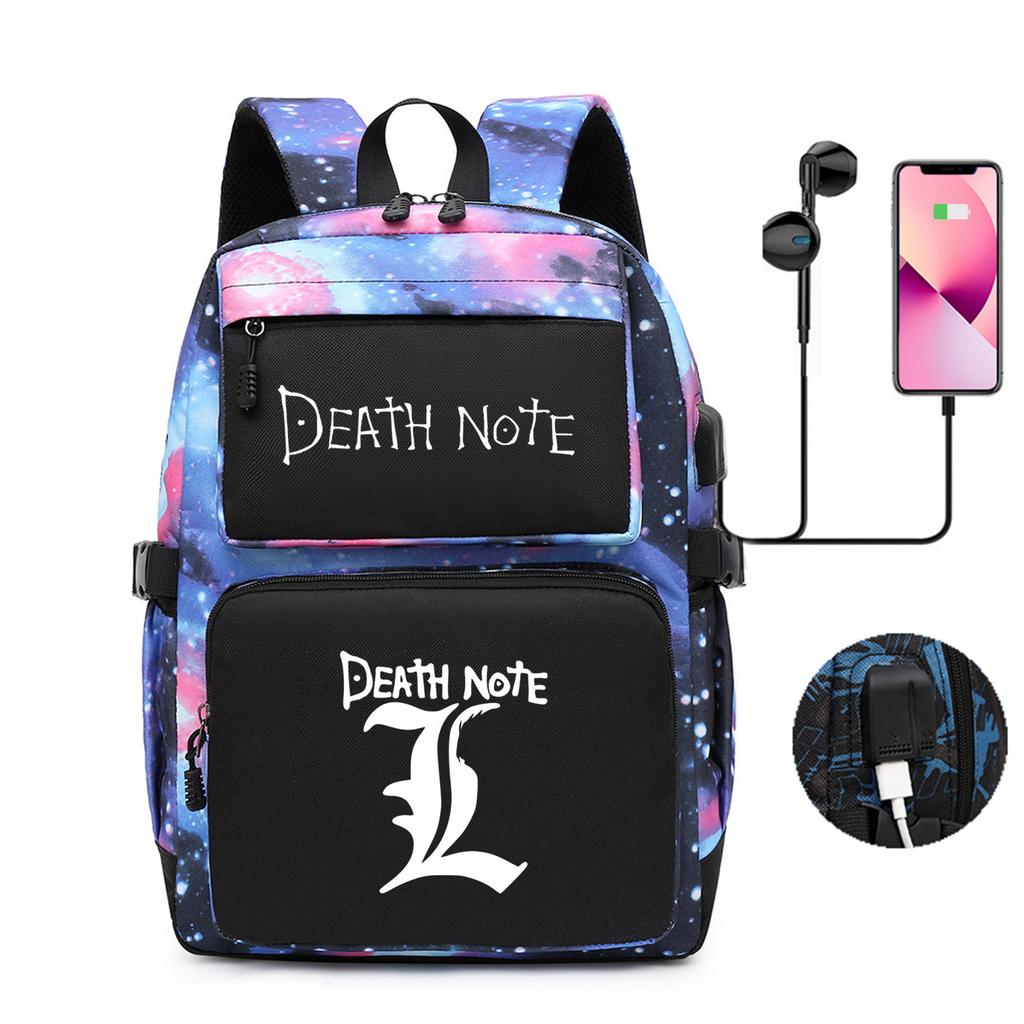 Riman Death Note Peripheral Backpack, Youth Student Schoolbag, Large-Capacity Outdoor Travel Backpack