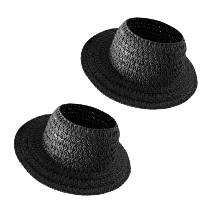 Doll Sun Hat With Ear Cutouts Empty Top Straw Hat  For Costume Cosplay Decorative Party Accessory In Assorted Color
