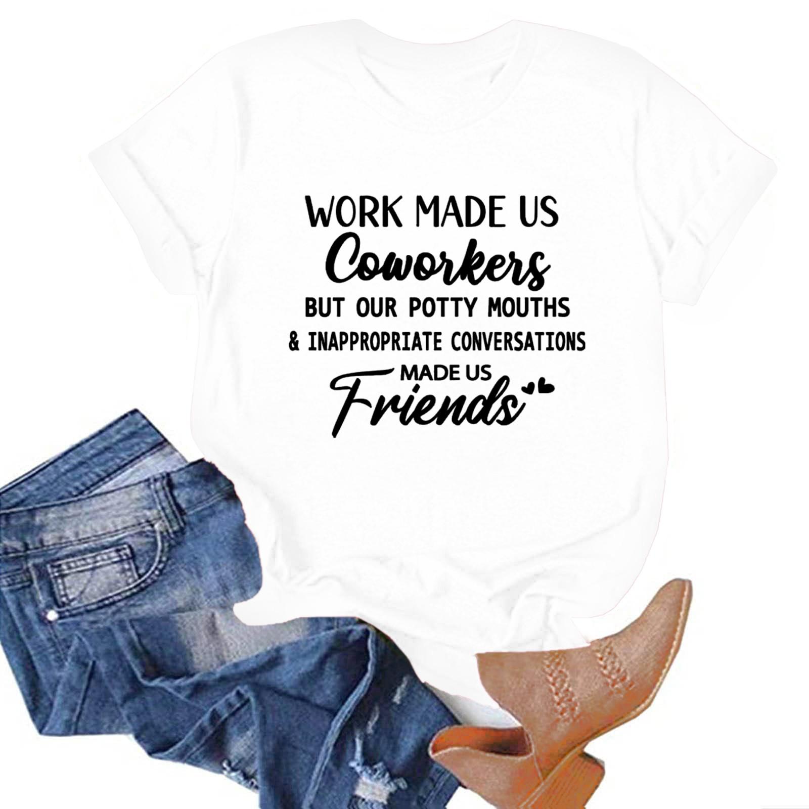 

Funny Work Shirt Women Sarcastic Shirt Funny Round Neck Graphic Shirt Tee Tops L белый