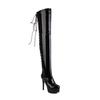 Women's High-heeled Boots, Sexy European and American Style Waterproof Platform, Thin-heeled Large-size Knee Boots.