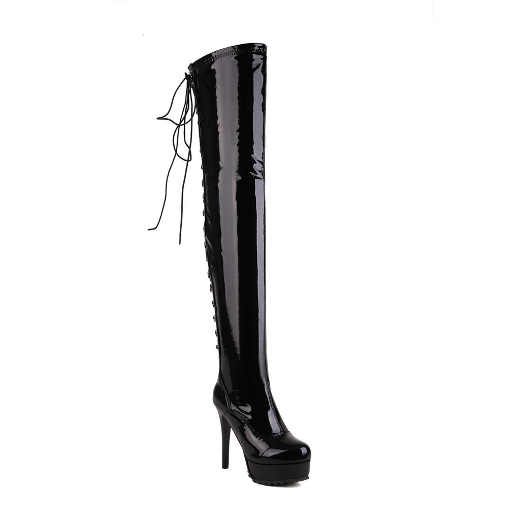 Women's High-heeled Boots, Sexy European and American Style Waterproof Platform, Thin-heeled Large-size Knee Boots.