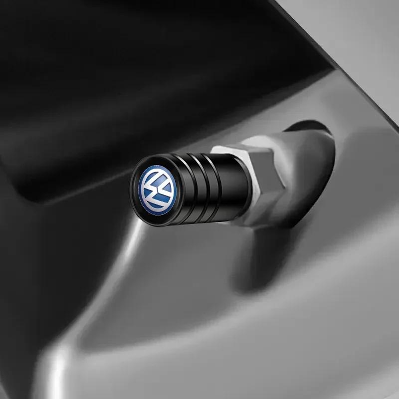 VEMZG1 4Pcs Aluminum Alloy Car Tire Valve Cap Auto Wheel Accessories For VW GTI Polo Passat B6 Golf Tiguan T-ROC Jetta Atlas Beetle CC
