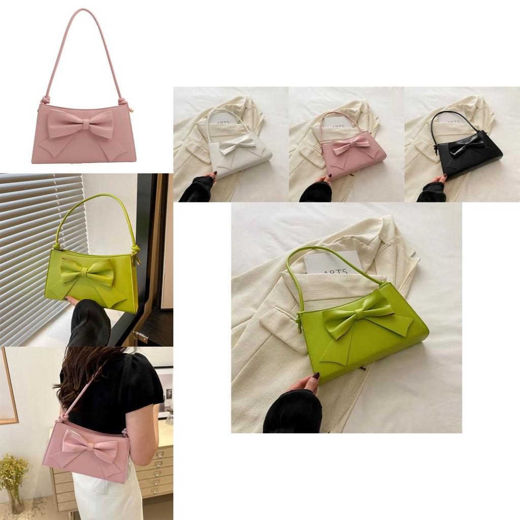 Sophisticated Bowknot Handbag For Women 2024 Summer Street Style Medium Crossbody Bag In Pu Leather