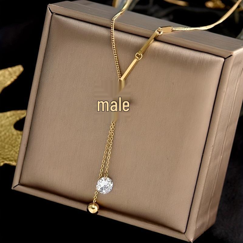 

M Letter Stainless Steel Pendant Necklace - Women s Light Luxury Clavicle Chain, Trendy Hip Hop Choker. золотий