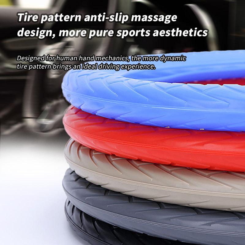 Soft Silicone Steering Wheel Cover Wear-resistant Tire Pattern Car Accessories Auto Protective Decoration Steering Wheel Cover
