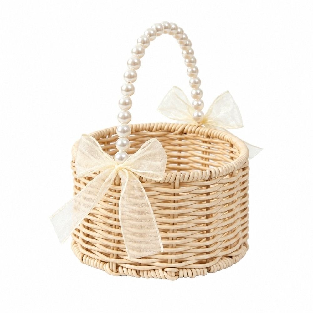 Natural-Looking Woven Flower Basket Artificial Flower Arrangement Basket Storage Basket  Photo Prop