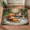 Scottish Highland Cow Relaxing  Spring Non Slip Door Mat Floor Mat For Entryway Bathroom Kitchen Living Room