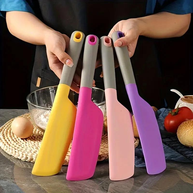 2pcs Silicone Cream Spatula Set Long Head Salad Blender Knife Non-stick Butter Spatula Heat-resistant Kitchen Baking Tools