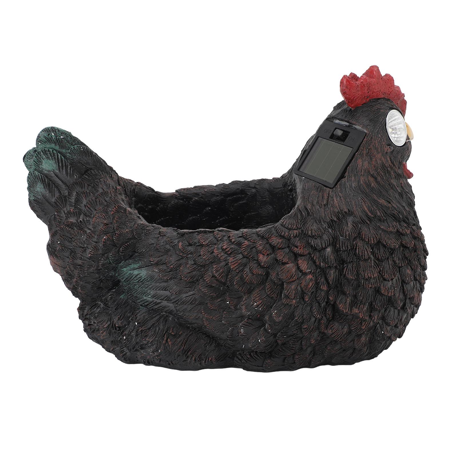 

Flower Pot Hen Shape Resin Pot with Auto Light Sensing Solar Light for Outdoor Garden