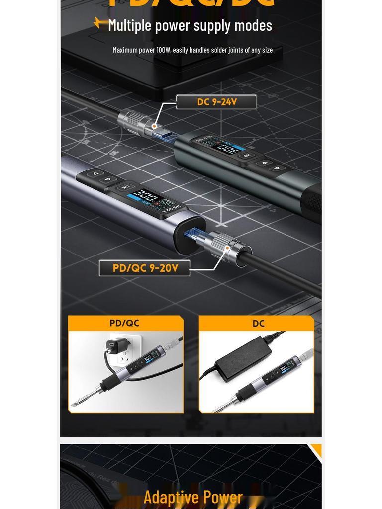 FNIRSI HS-02 100W Smart Electric Soldering Iron - Portable Constant Temperature Pen for Household Repair/Welding.