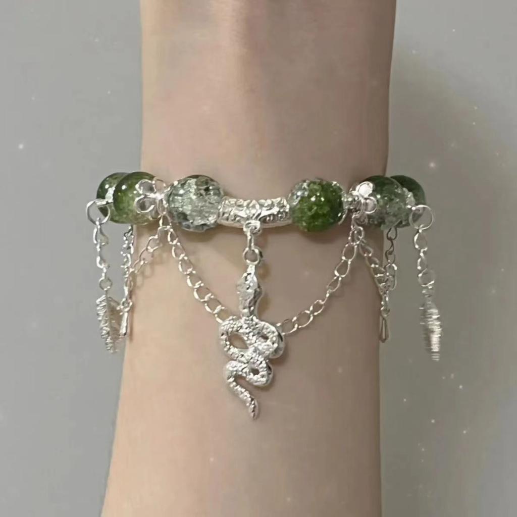 Slytherin Xiaohongshu insdiy niche beaded snake derived glazed bracelet female girlfriend bracelet light luxury
