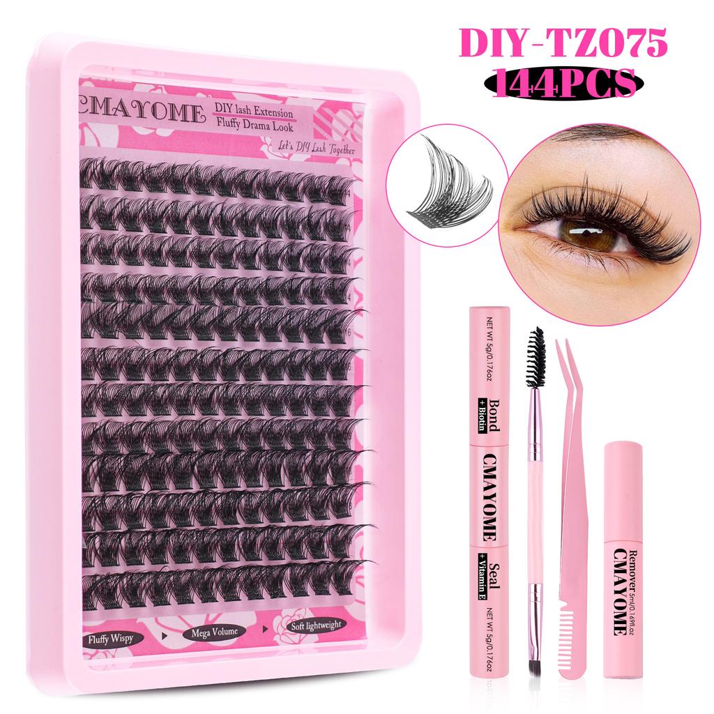Dichtes Einzel-Cluster C-Song Falsche Wimpern Set 14-18mm Natürlicher Schwung DIY Segmentierte Wimpern