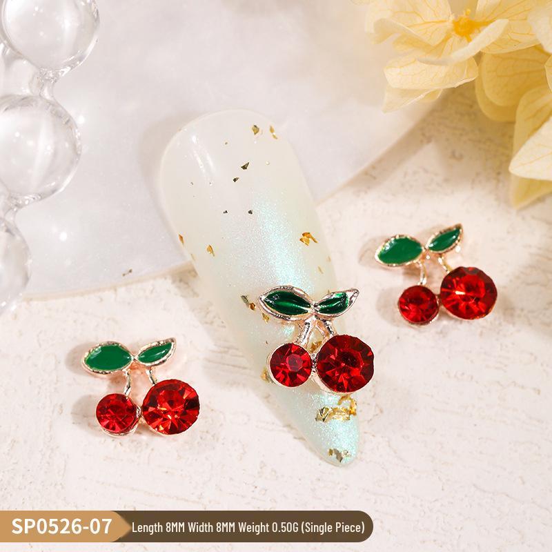 3D Cherry & Fruit Alloy Nail Art Rhinestones - Red, Pink, White Decorations