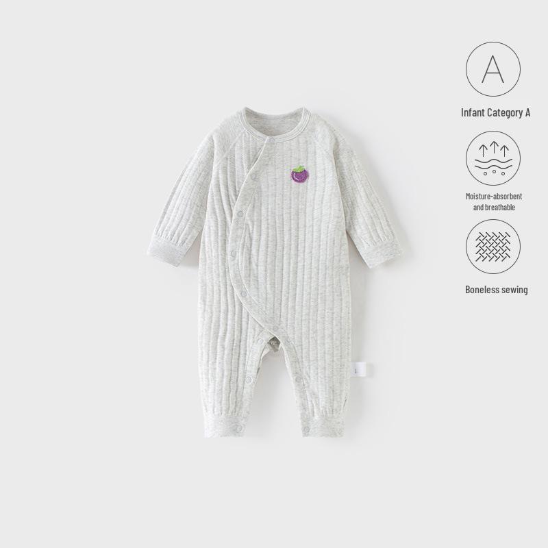 Unisex Pure Cotton Newborn Long Sleeve Bodysuit for Spring and Autumn 80cm
