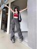 Schwarze Fallschirmhose mit hohem Bund – Lässig, weit geschnitten, Petite Jazz-Tanzbekleidung für Frühling und Herbst