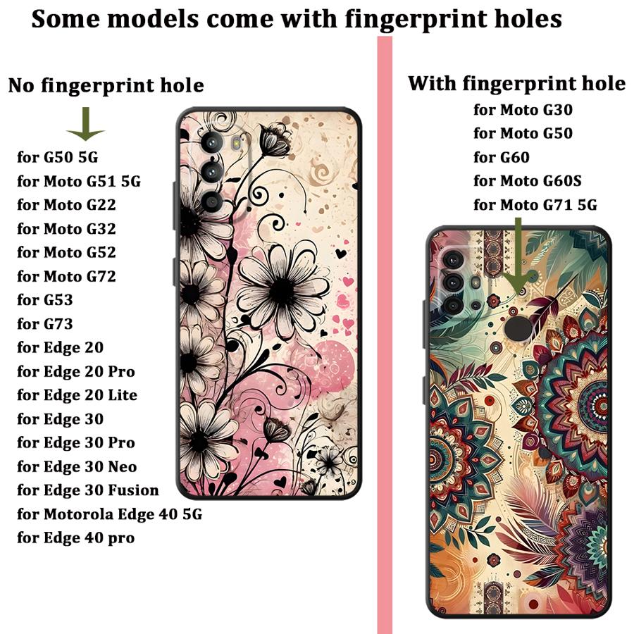 Retro Floral Pattern Case for Motorola Moto G50 G32 G51 G73 Edge 20 Pro 30 Lite G52 G53 G30 G71 G22 Edge40 G60s Phone Cover