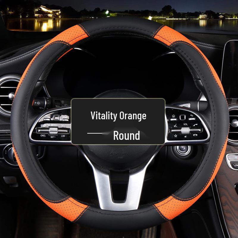 Women's Universal Cartoon Steering Wheel Cover - Four Seasons Carbon Fiber Texture