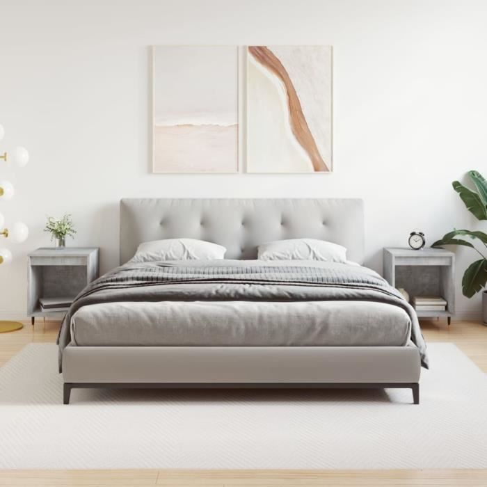 VidaXL Tables de chevet 2 pcs gris béton 40x35x50 cm bois d’ingénierie 830709