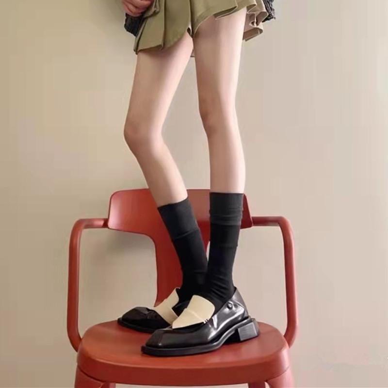 Fashion Retro Square Toe Chunky Platform Loafers Women Concise Fashion High Heels Shoes Women Street Style Slip-on Shoes Footwear 2025