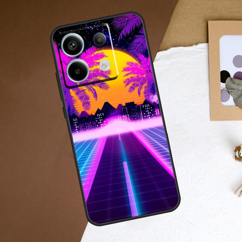 80s Retrowave Neon Palms Tree Case For Xiaomi Redmi Note 13 Pro Plus Note 12 11 9 10 11S 10S 12S Redmi 13C 10C 12C Cover