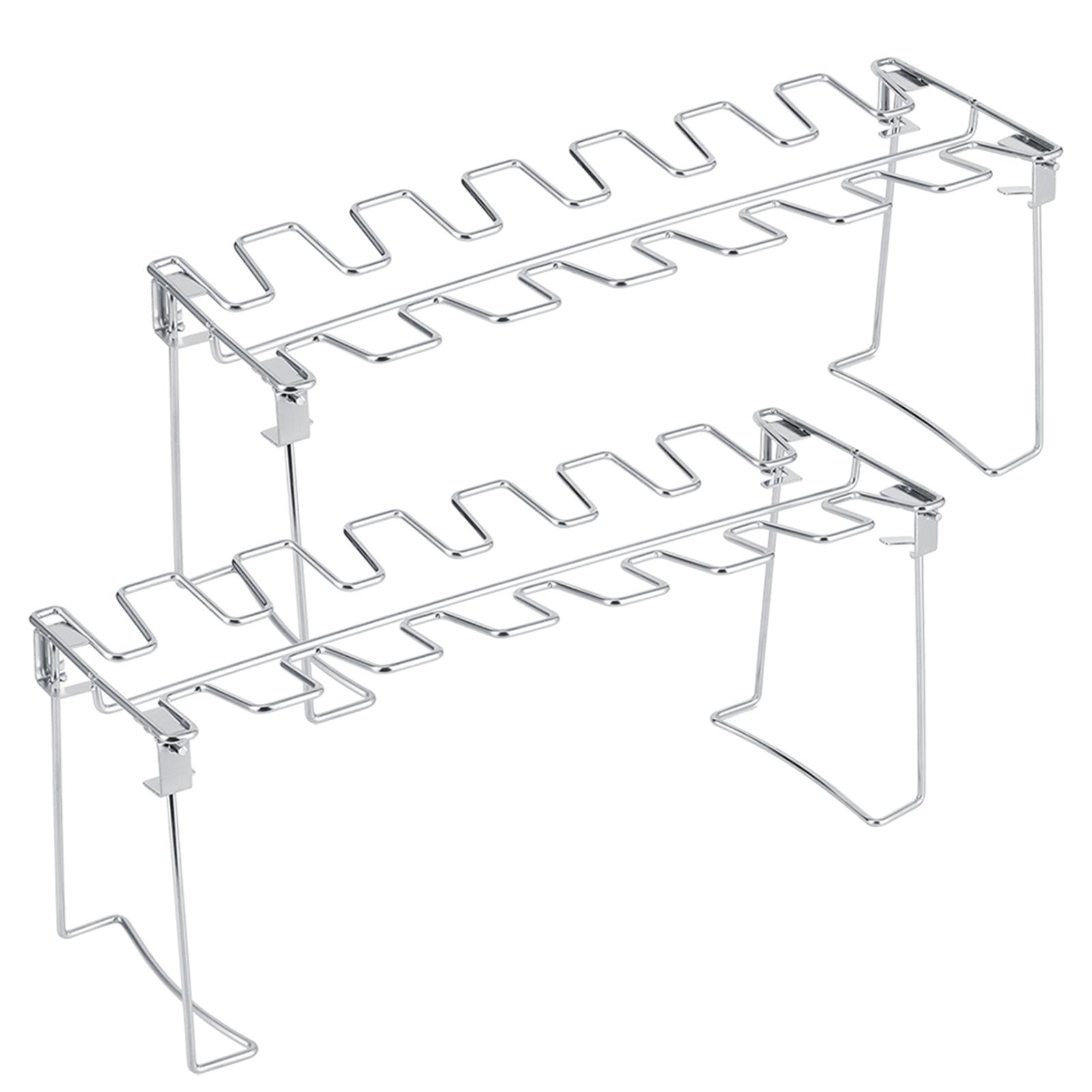 

2pcs Stainless Steel Chicken Wing Leg Grill Rack Folding Barbecue Oven Roaster Stand