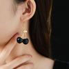Metal Leaves Resin Cherry Geometric Dangle Earrings for Women New Simple Trend Design Zircon Party Accessories DIGADAGU