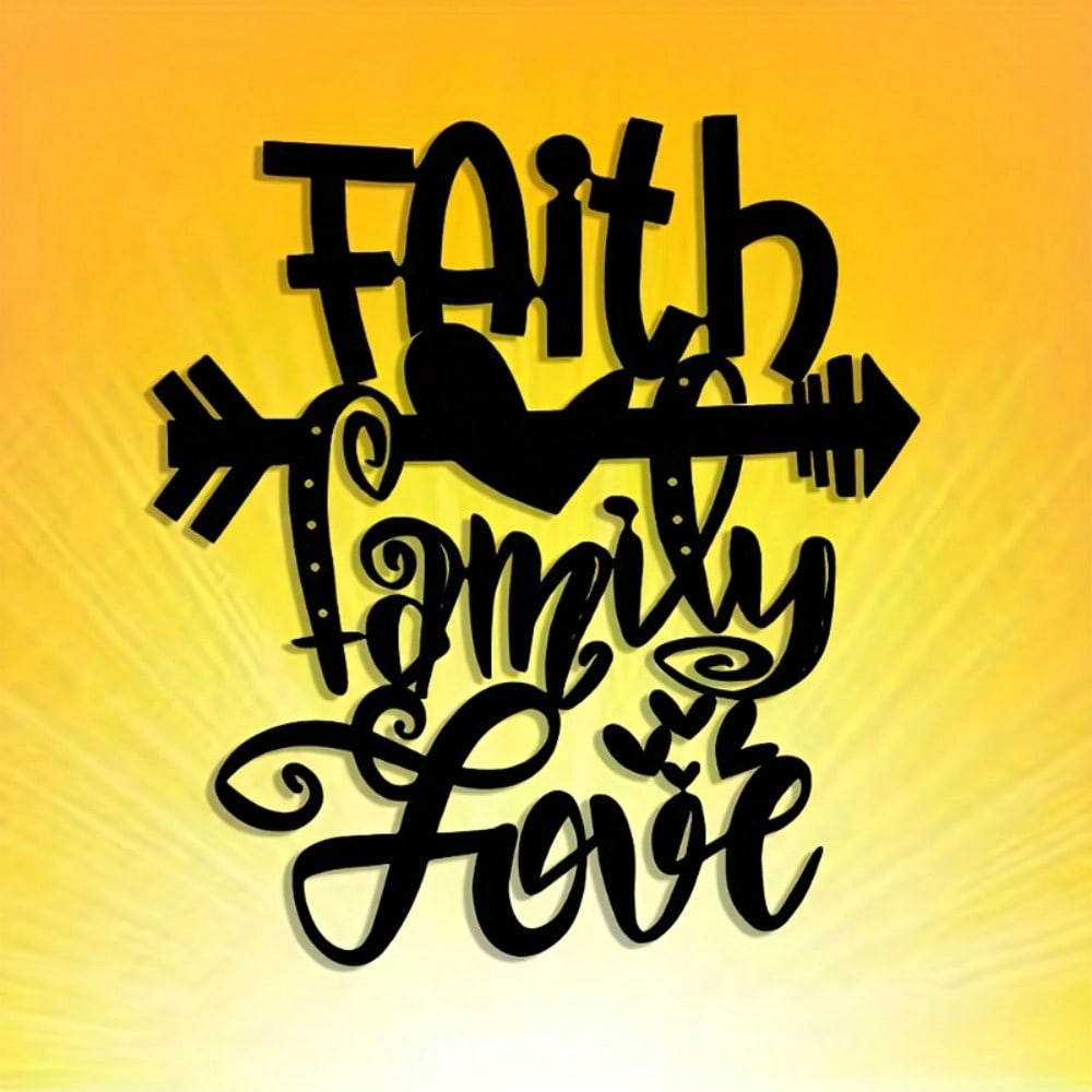 Metal Family Faith Wall Art for Home, Office, Patio - Christmas & Halloween Decor