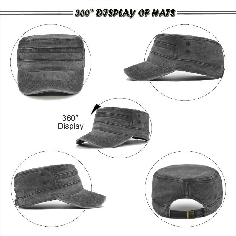 New Big Head Man Large Size Pure Cotton Army Flat Cap Outdoors Baseball Cap Summer Polyester Plus Size Military Hat