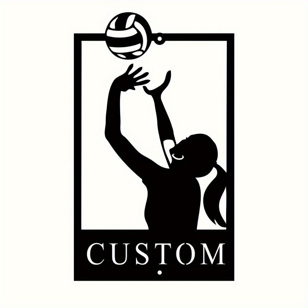 Exclusive Personalized Volleyball Metal Wall Art Retro Art Deco Athletic Space Black Finish