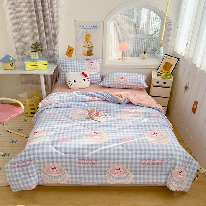 Rabbit Bear Dinosaur Strawberry Print Washed Cotton Summer Air Quilt Conditioner