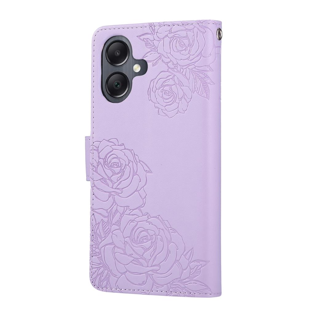 For Samsung Galaxy A05 4G Case Rose Flower PU Leather Wallet Phone Cover with 3 Card Slots