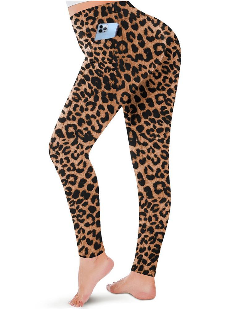 Plus Size Yoga Pants with Leopard Print High-waisted Sexy Running Sports Tight-fitting Pants for Women with Butt-lifting Sweat-wicking Base Layers.