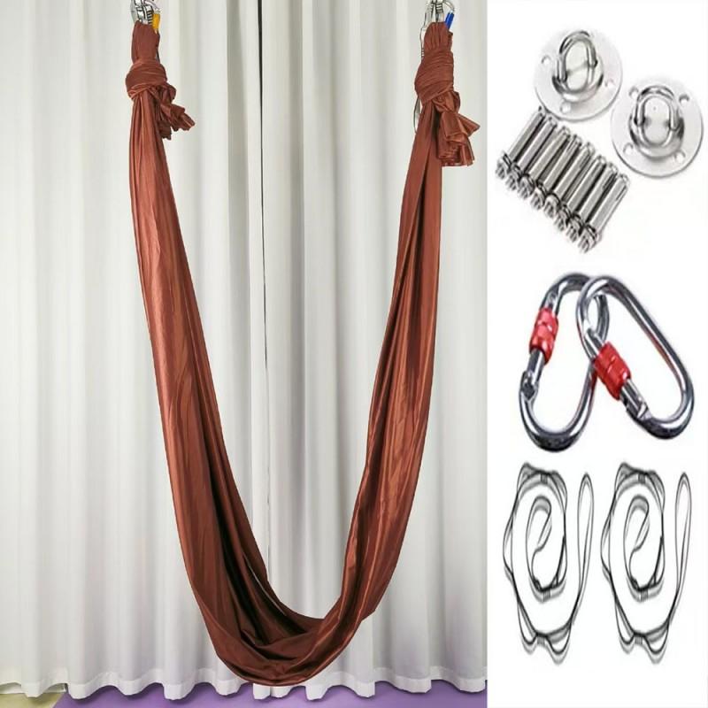 Aerial Yoga Hammock Set With Stretchy Fabric Home Gym Studio Practice Indoor Fitness Suspension Trainer