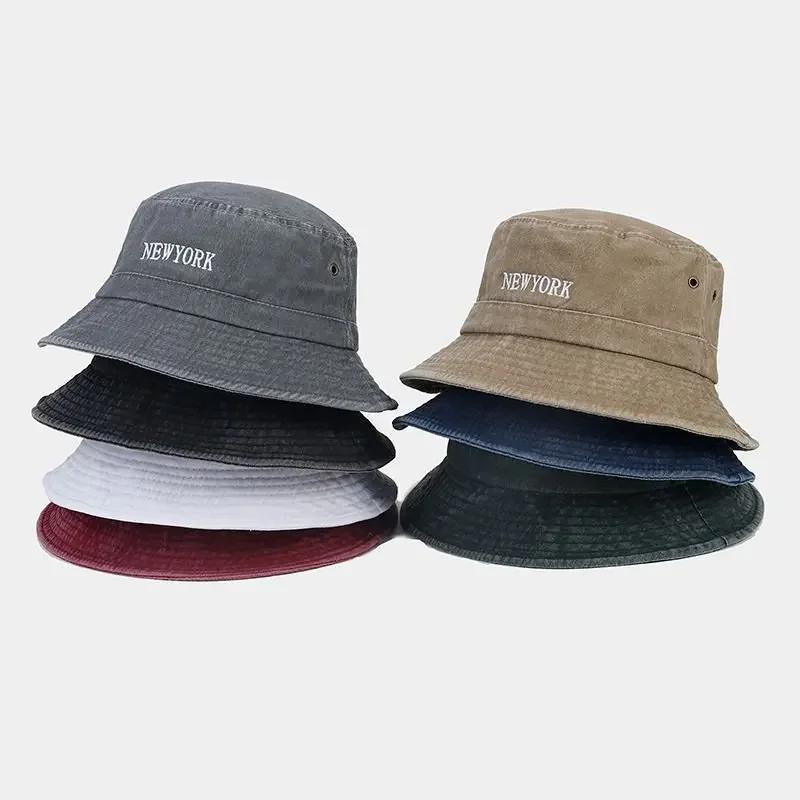 Spring and Summer Cotton Letter Bucket Hat Fisherman Hat Outdoor Travel Sun Cap for Men and Women 85