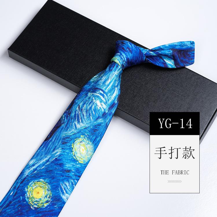 Pattern Printed Tie Men'S 9Cm Wide Personalized Retro Banquet Hosting Suit Large Flower Polyester Hand Tie