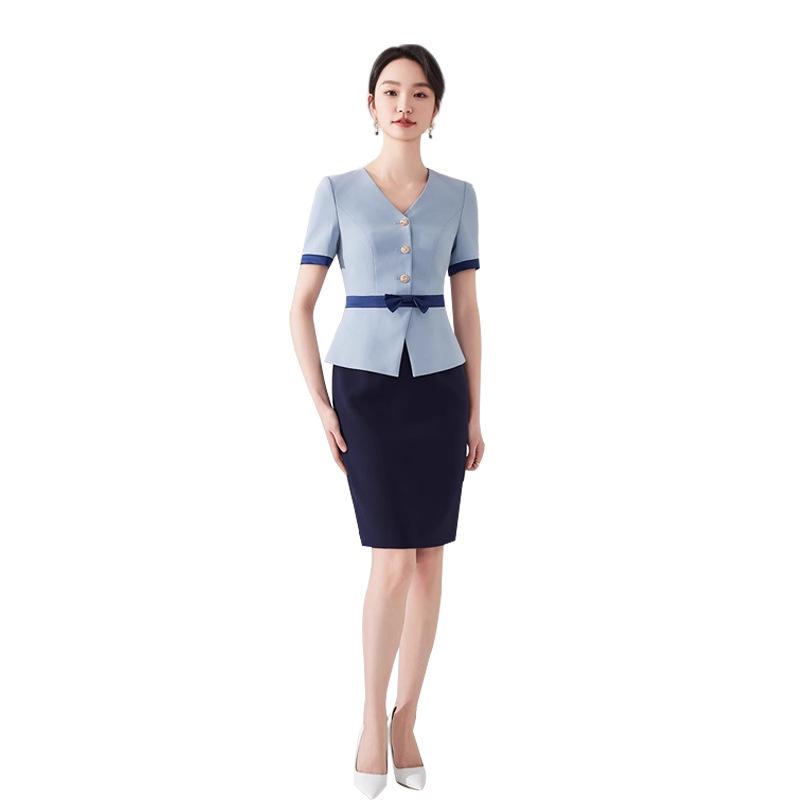 2024 Blue Two-Piece Style Dress: Women's Professional Fashion for Workplace Commute