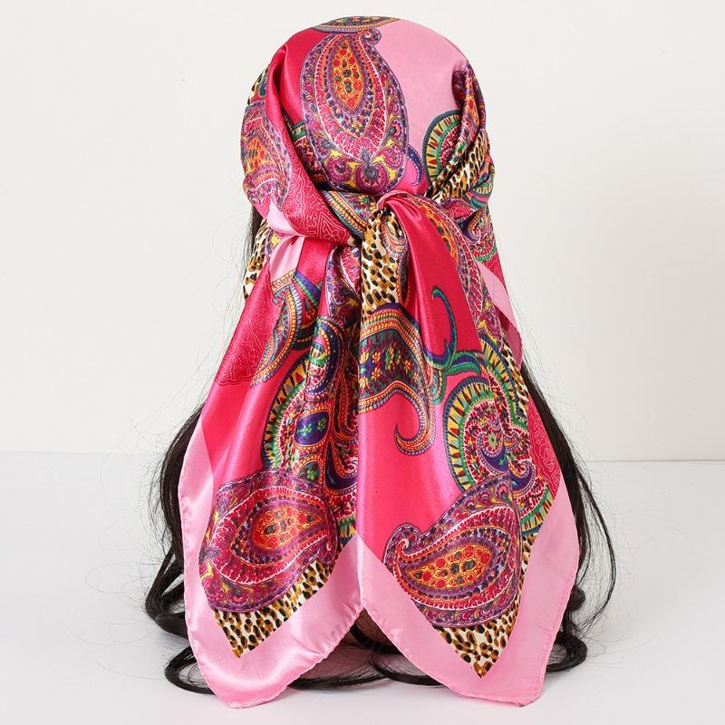 New cashew print silk scarf women's trend versatile shawl satin headscarf 90 square scarf scarf women