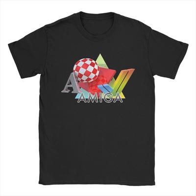 T-shirt Drôle Une Combinaison de Logos Amiga Homme Col Rond Manches Courtes Hauts Coton Haut d'Été T-shirt