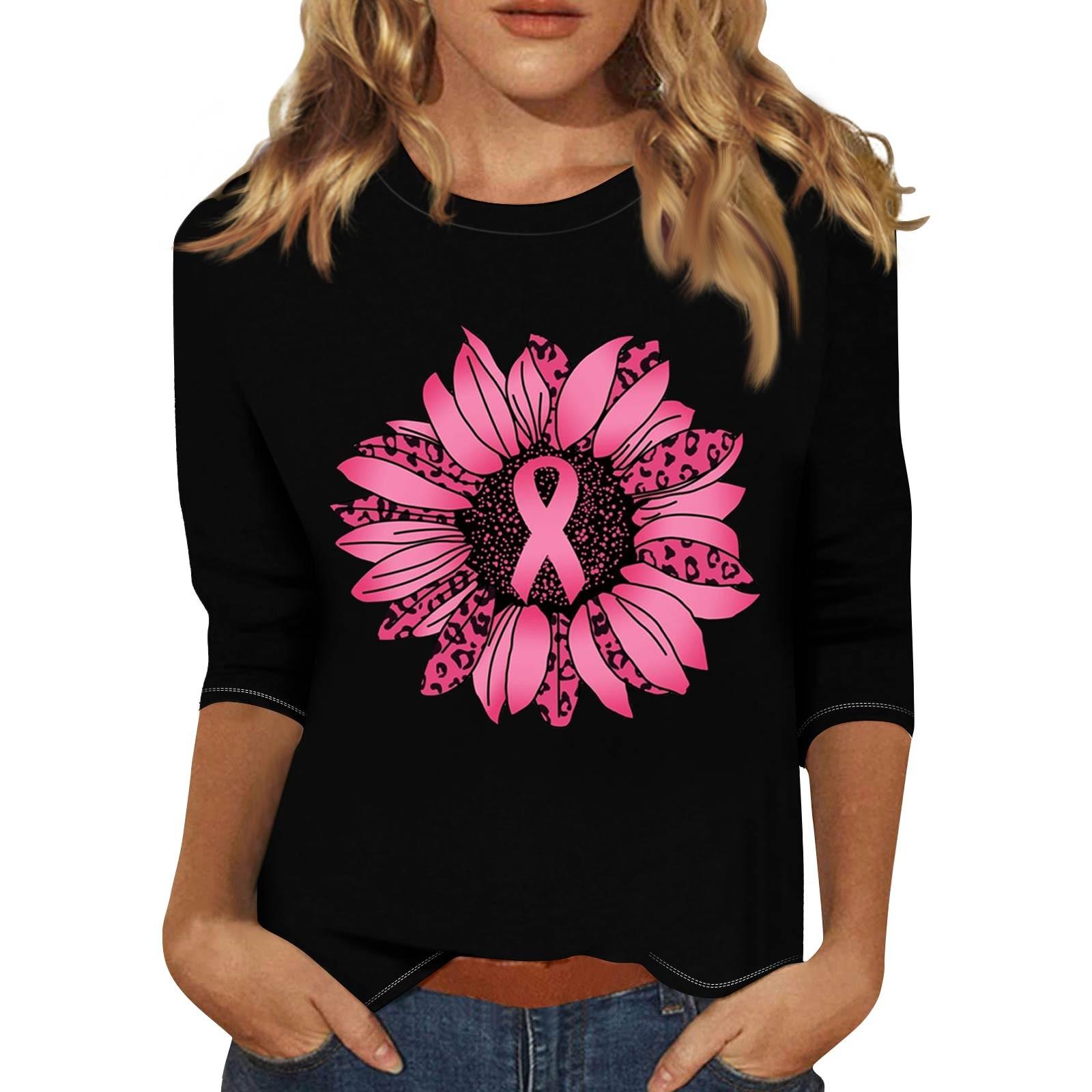 

Женская модная и повседневная футболка с круглым вырезом и рукавом семь четвертей XXL чёрный