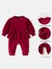 Wine Red Baby Girl Thermal Fleece Onesie: Autumn/Winter Crawling Suit Gift for 100-Day Celebration