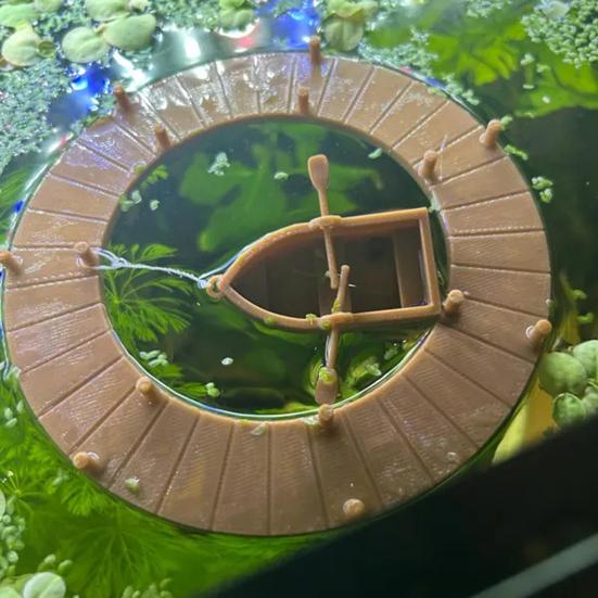 Mini Barque Flottante Décoration d'Aquarium Figurine de Bateau d'Aviron Miniature avec 2 Rames Petite Statue de Bateau Ornement pour Aquarium