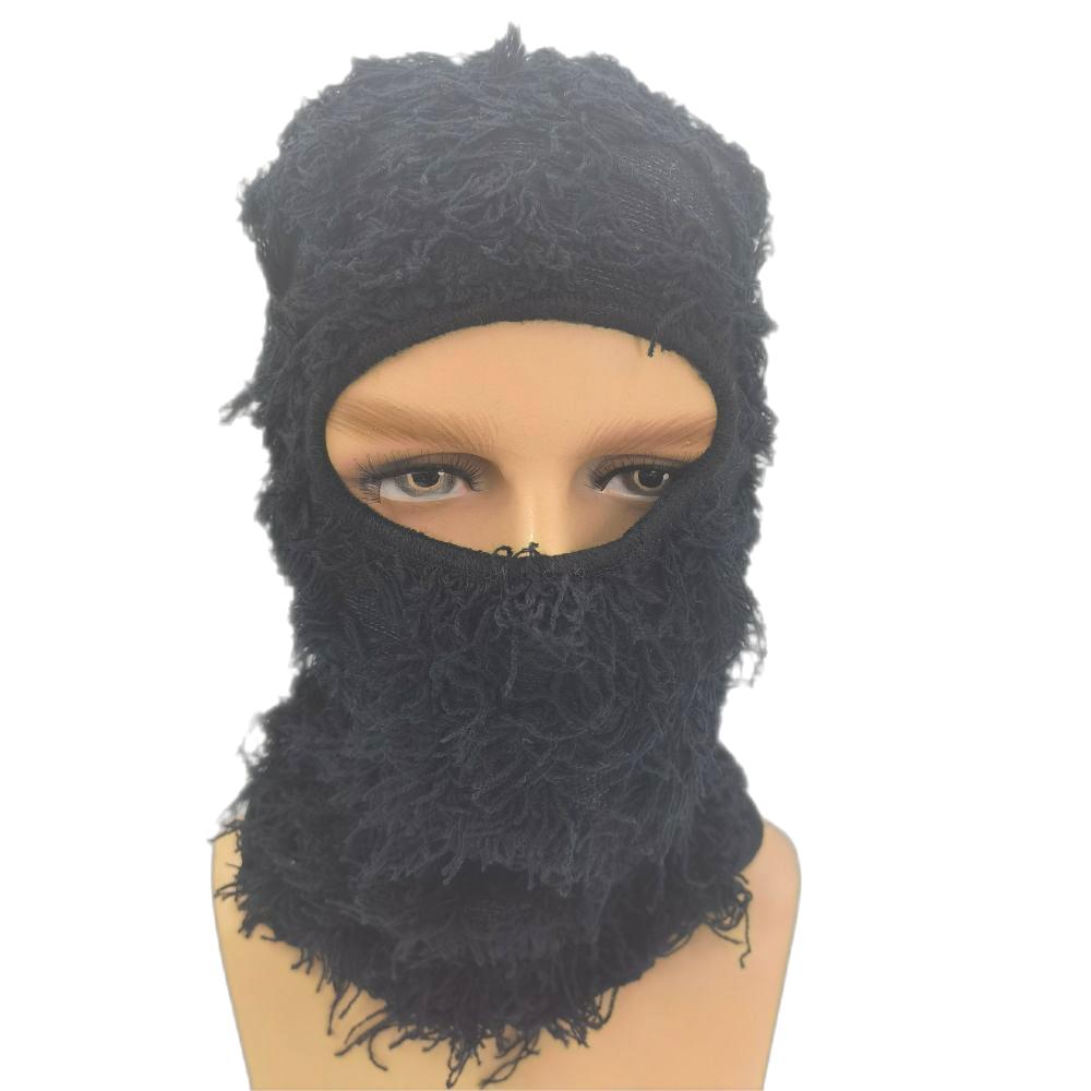 Grassy Knit Balaclava Ski Mask Designer Winter Knit Full Face Cover Custom Logo Distressed Ski Mask Balaclava чёрный
