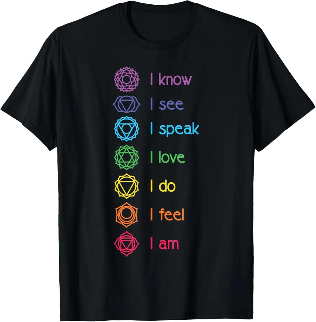 I Know I See Chakra Alignment Yoga Meditation Spiritual TShirt Men Women Unisex Clothes Camisetas Short Sleeve Tshirts