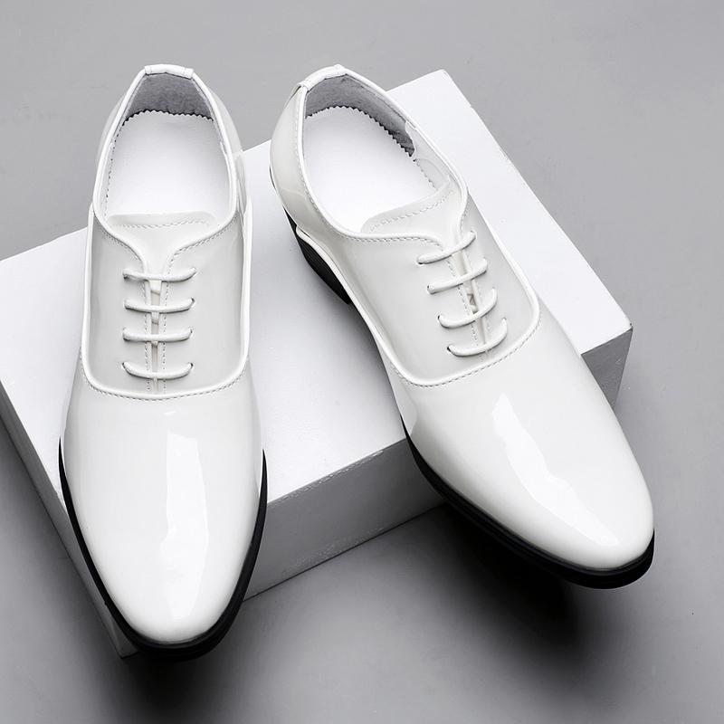 Men White Red High Heels Wingtip Black Leather Derby Wedding Dress Dance Business Formal Elevator Shoes Height Increase Shoes Plus Size