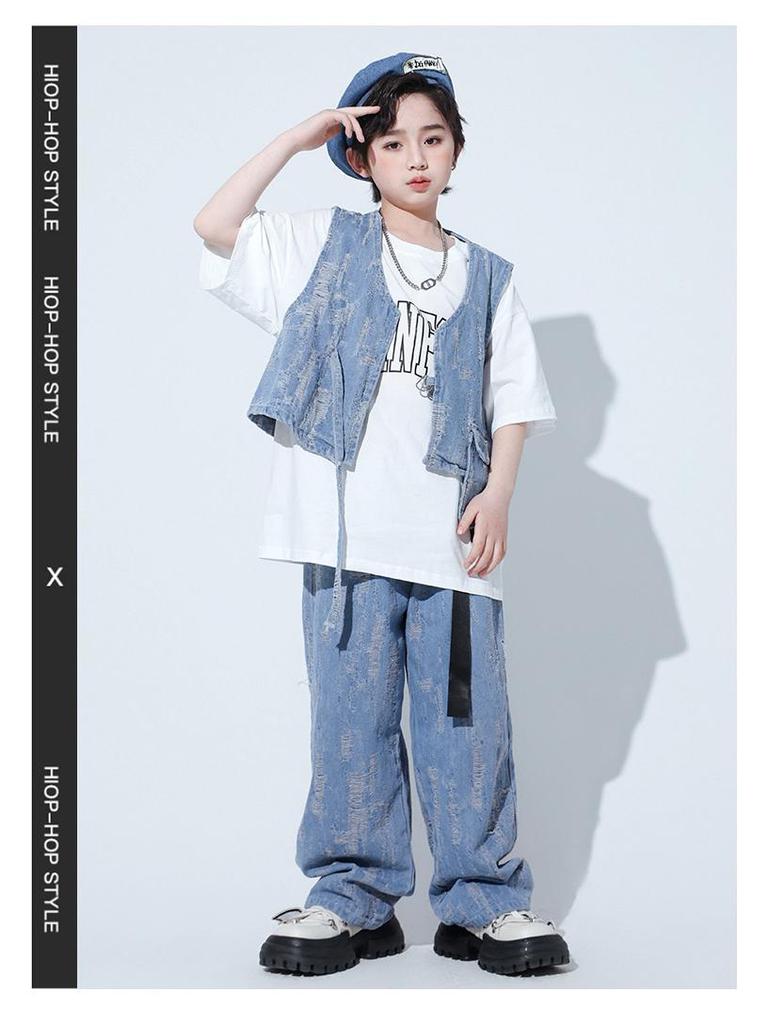 Girls' Japanese Street Dance Jazz Costume - Children's Hip-Hop Performance Outfit