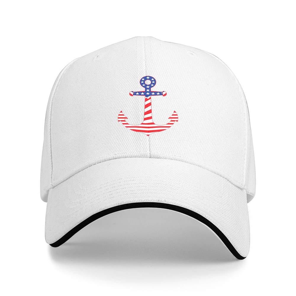 American Flag Anchor Baseball Cap Polyester Adjustable Unisex Casual Sporty Cap