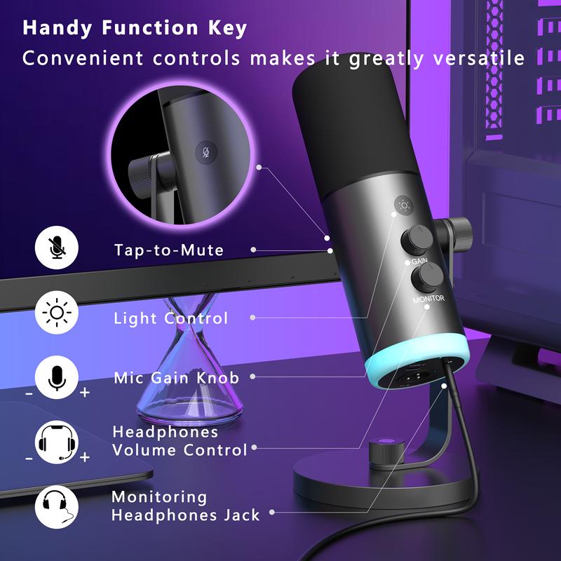 DM9 RGB USB Microphone for Gaming, Streaming, and Recording - Dynamic XLR for PC and Phone