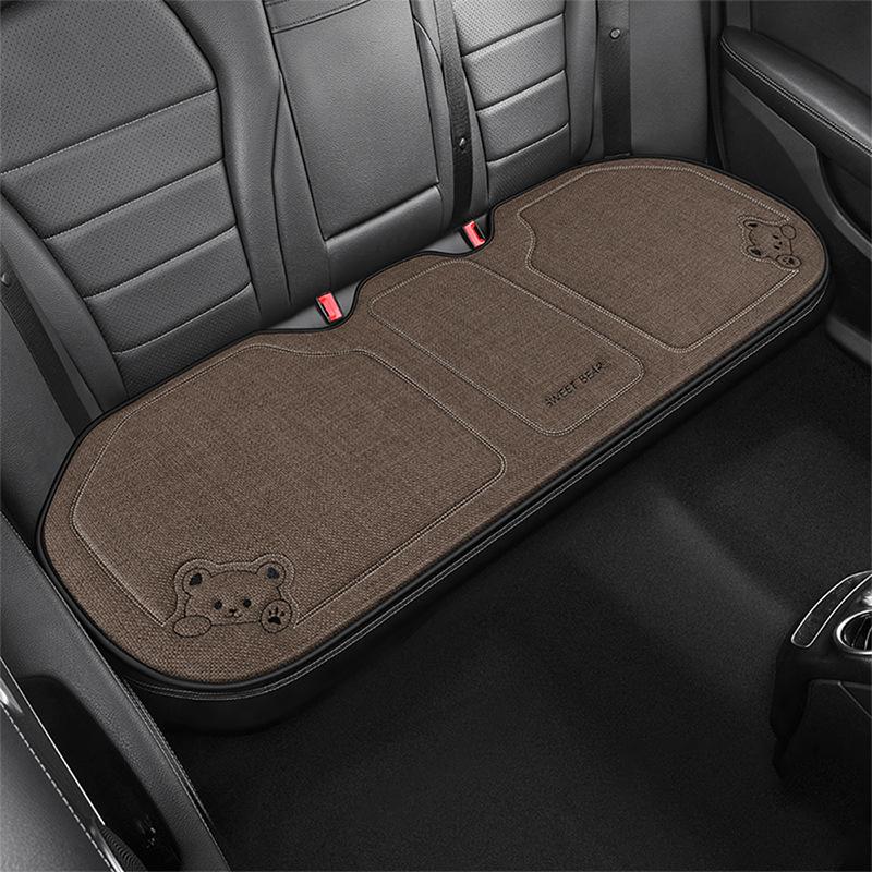 Fashion Luxury Car Seat Cushion Linen Cartoon Bear Women's Cute Anti-slip Breathable Car Seat Protect Cushion Cover Universal